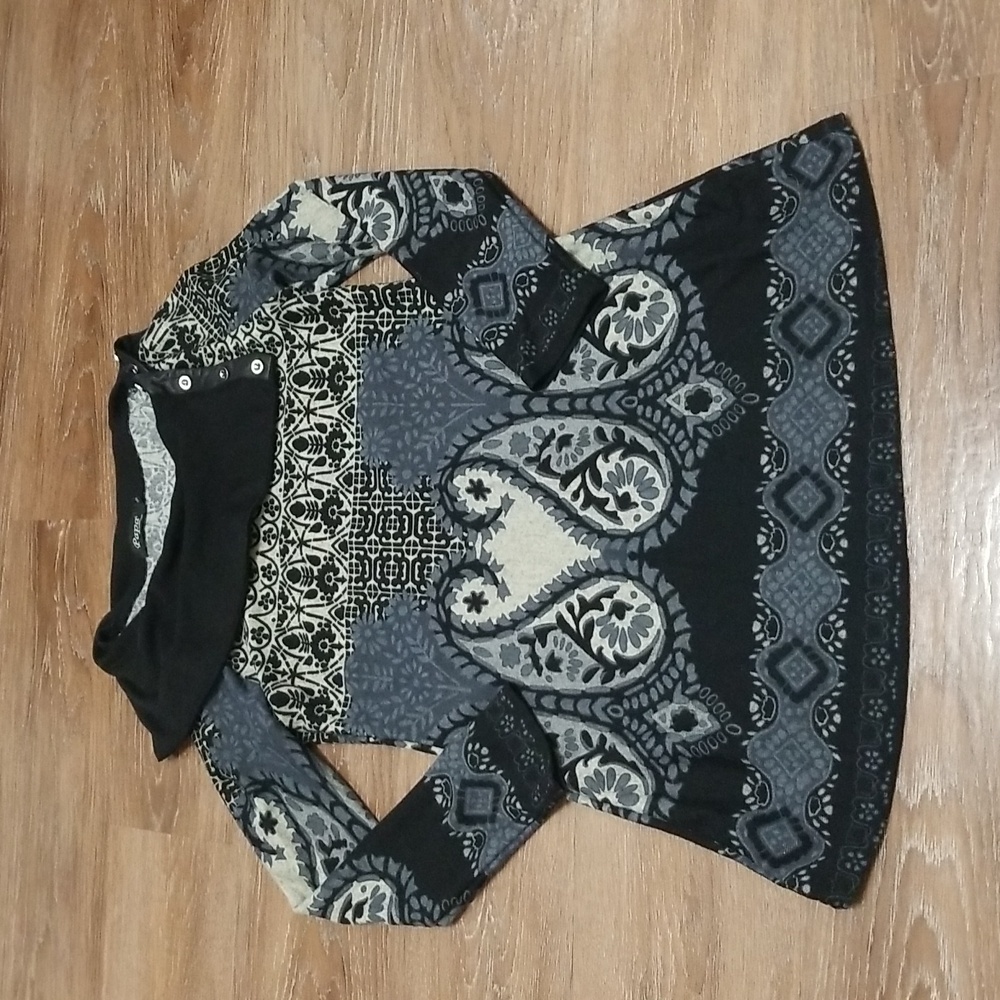 (S) Papa Vancover Paisley Print Sweater Cozy Cottagecore Cabin Nordic Abstract